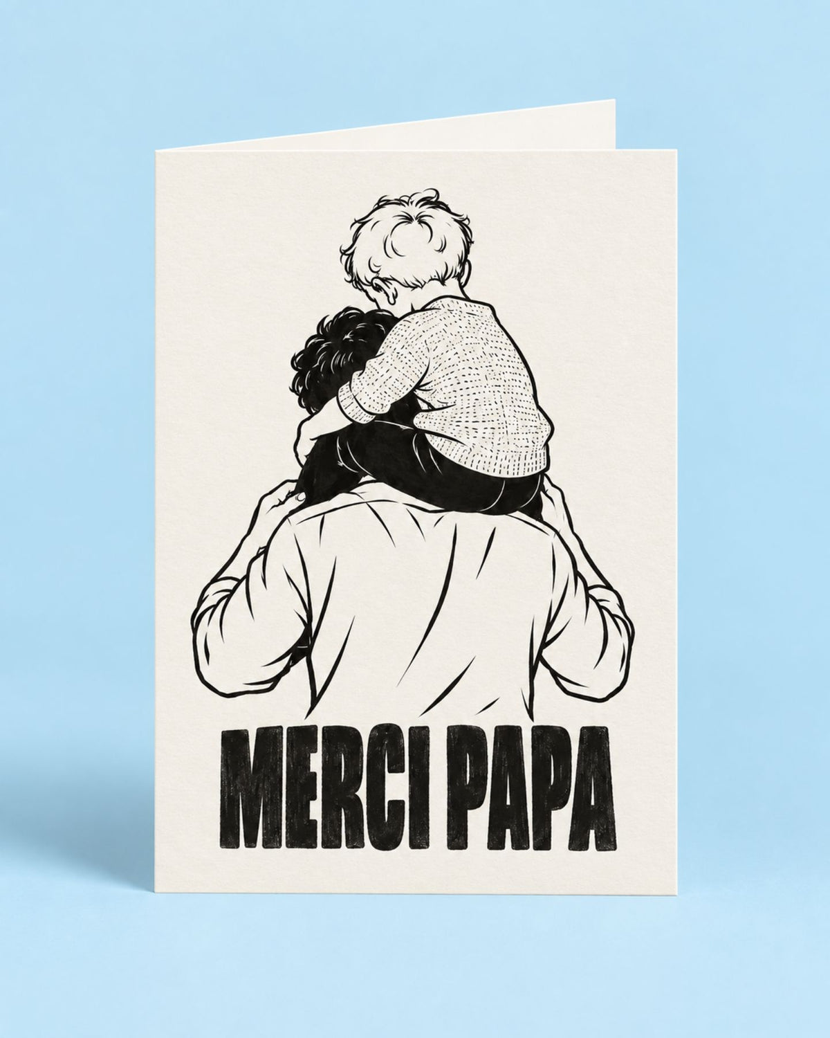 Carte illustrée 'Merci Papa' avec design coloré et joyeux
