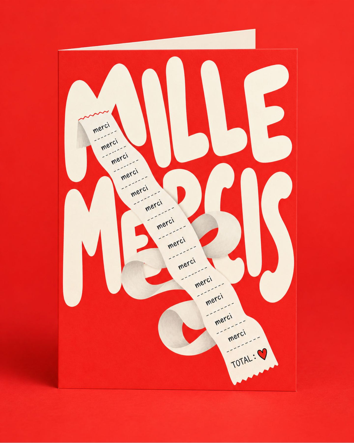 Carte Mille Mercis avec design élégant et texte en relief