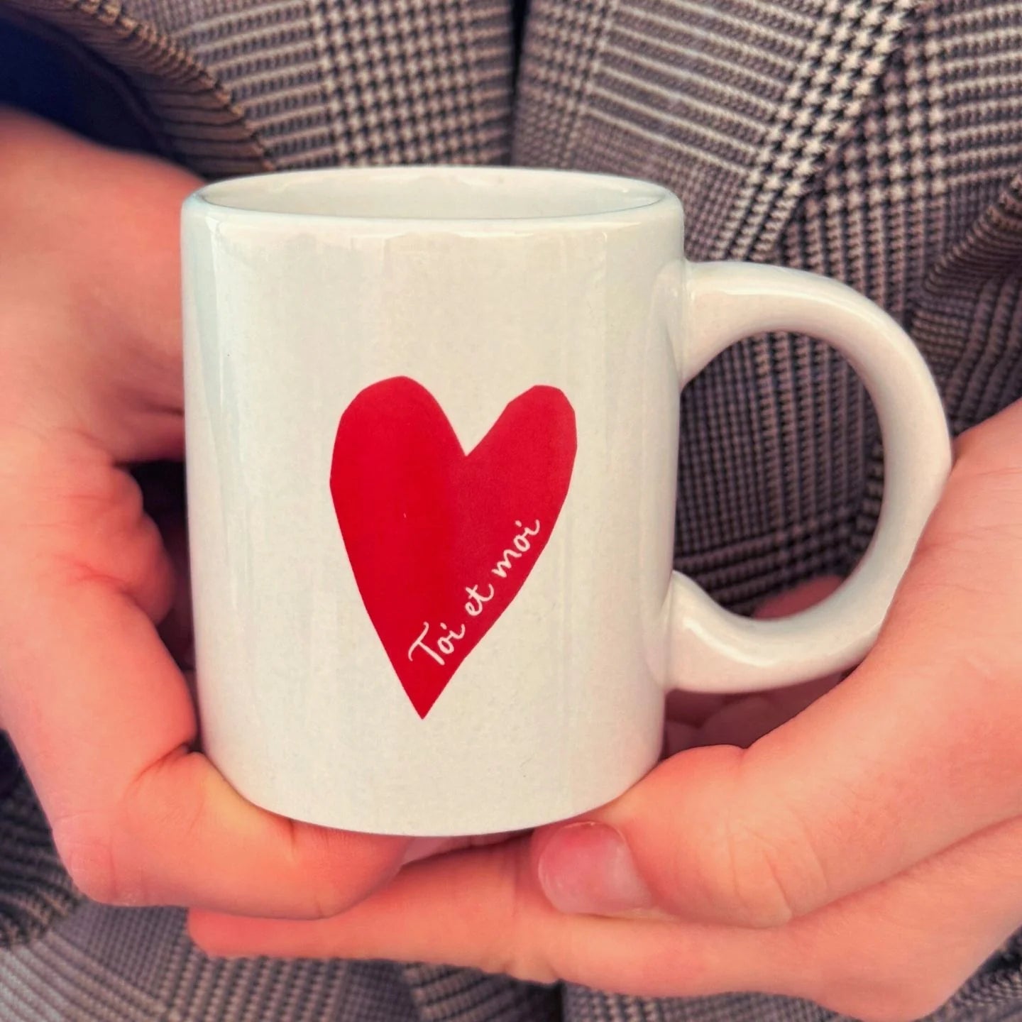 Mini mug Toi et Moi avec cœur rouge sur fond blanc