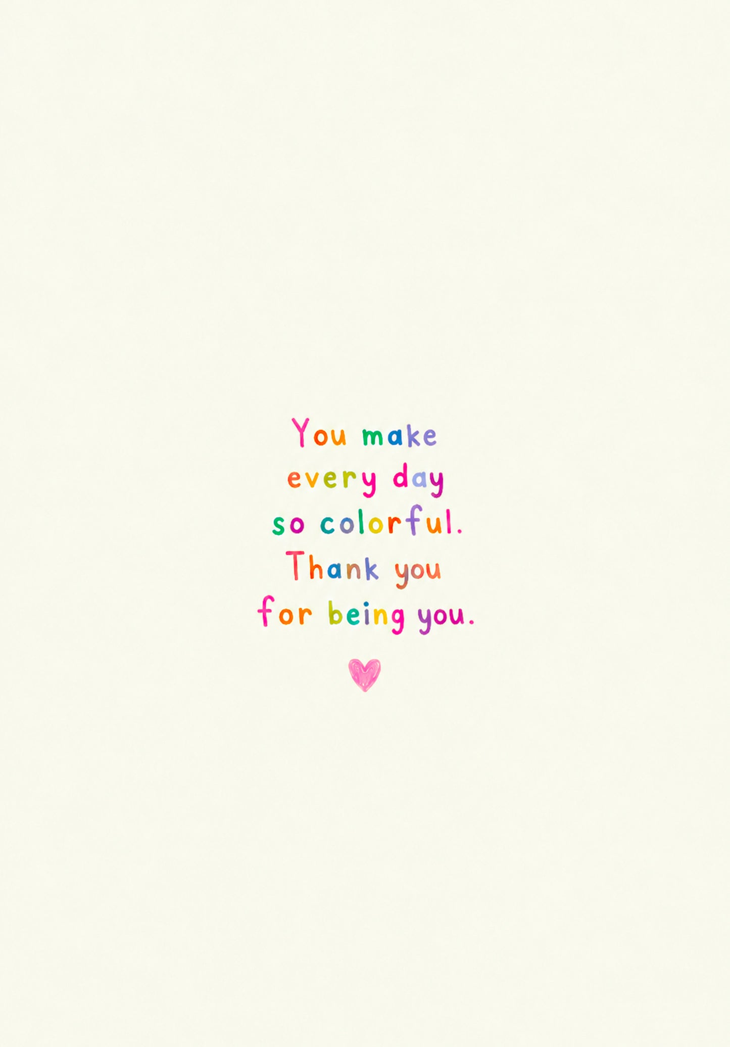 Carte illustrée avec un arc-en-ciel coloré et message positif