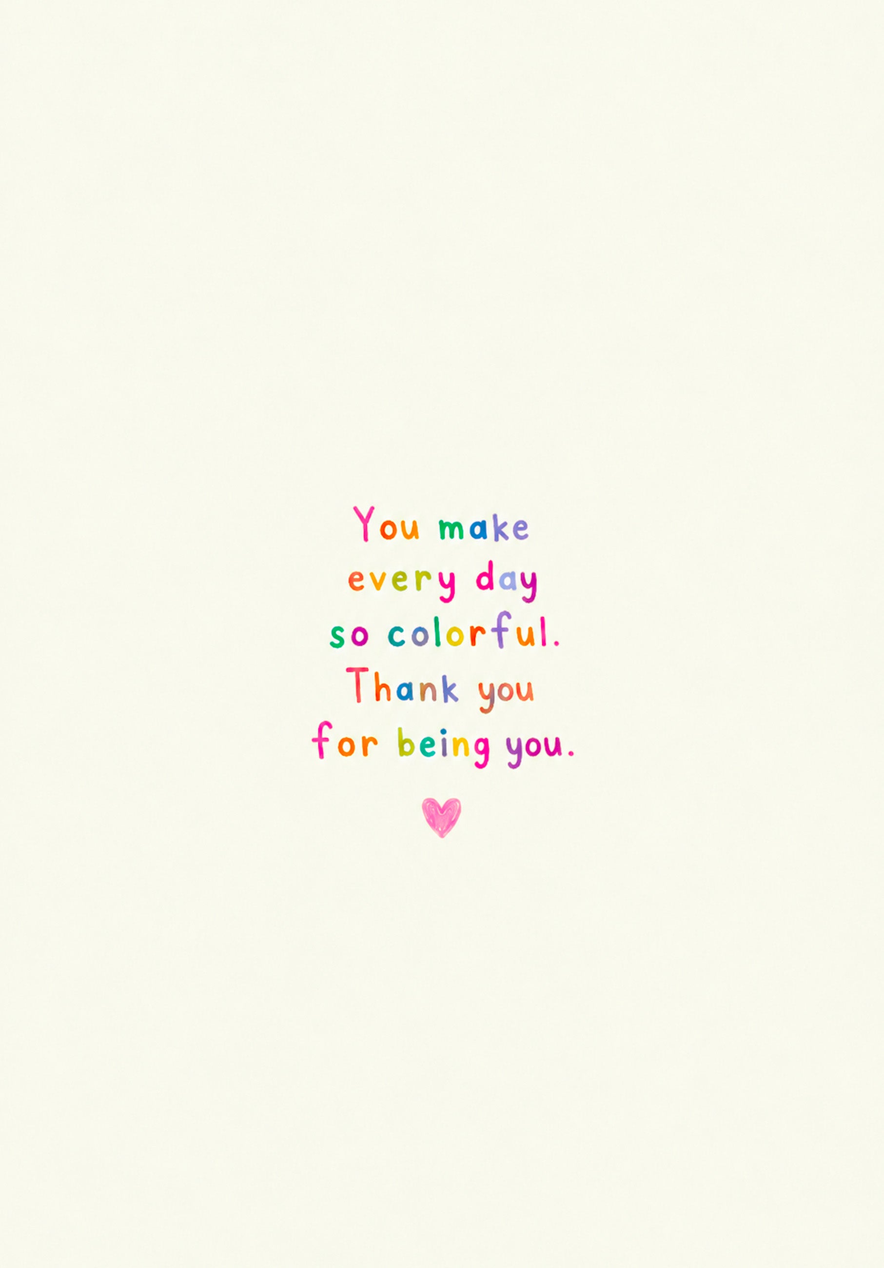 Carte illustrée avec un arc-en-ciel coloré et message positif