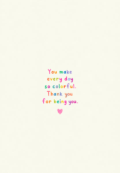 Carte illustrée avec un arc-en-ciel coloré et message positif