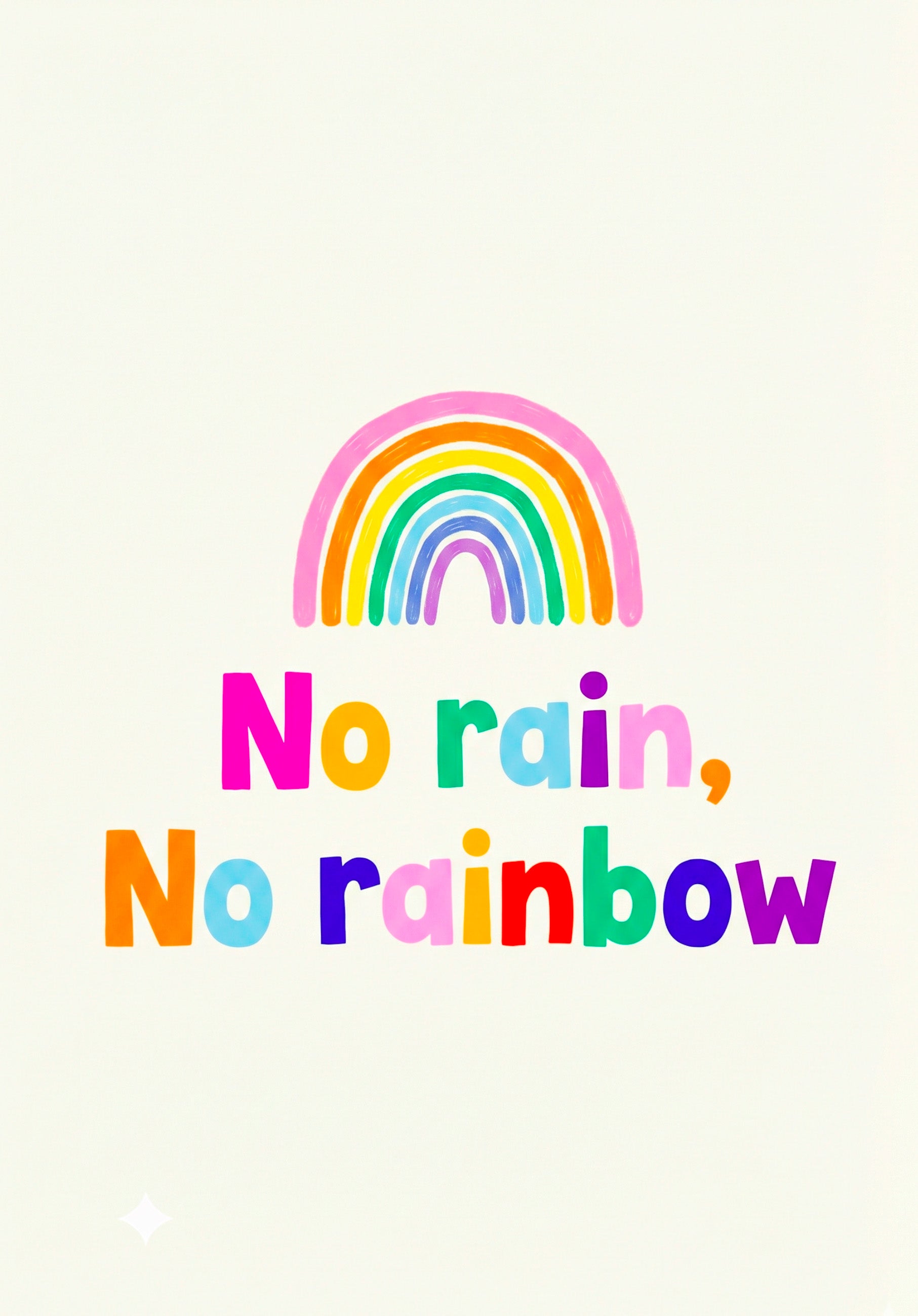 Carte illustrée avec un arc-en-ciel coloré et message positif