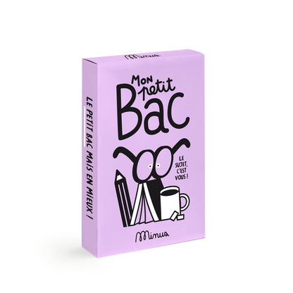 Boîte blanche du jeu Petit Bac avec illustrations colorées