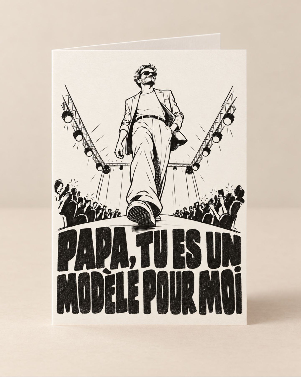 Carte humoristique pour papa avec design coloré et texte