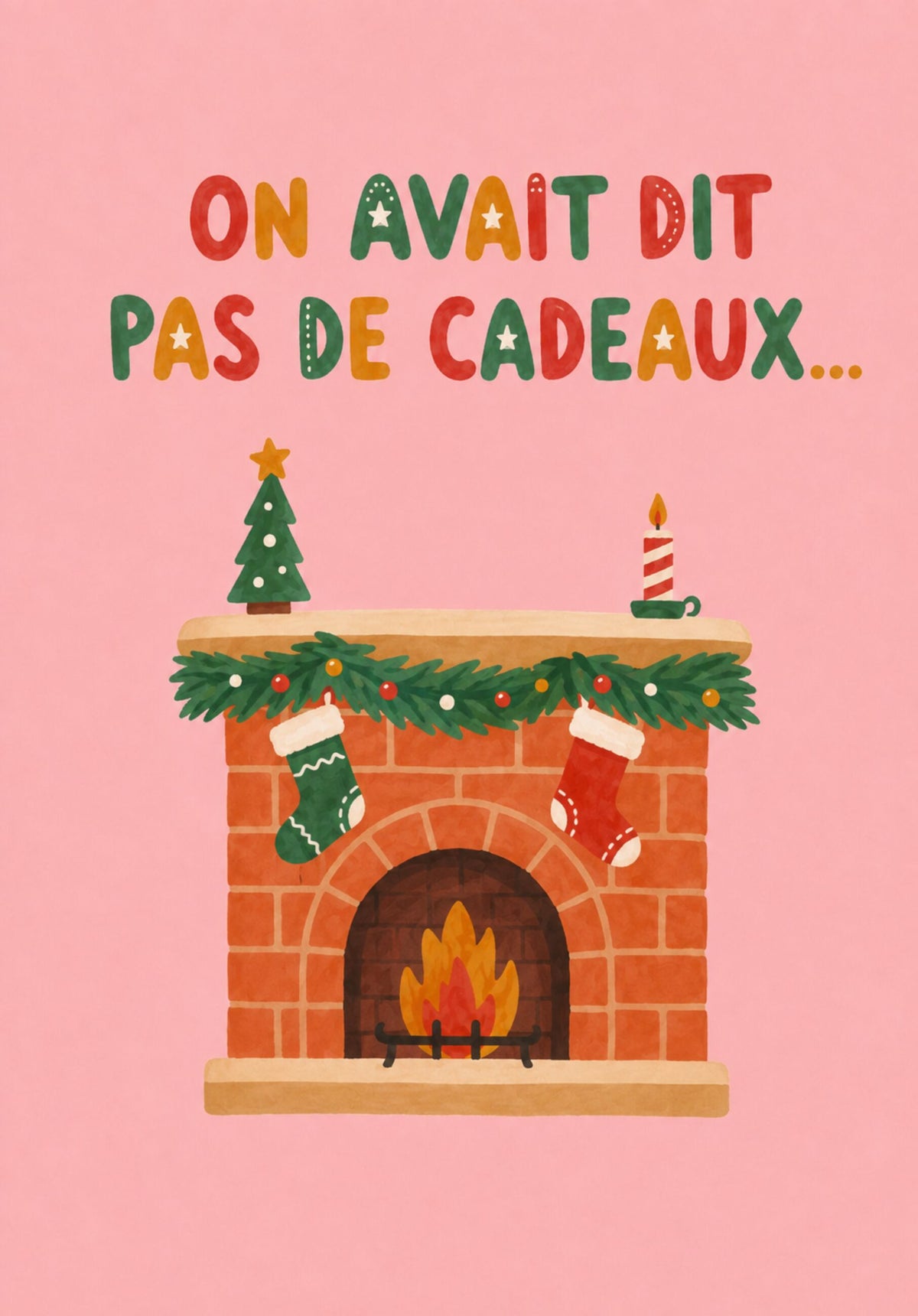 Carte de vœux avec message humoristique sur fond clair