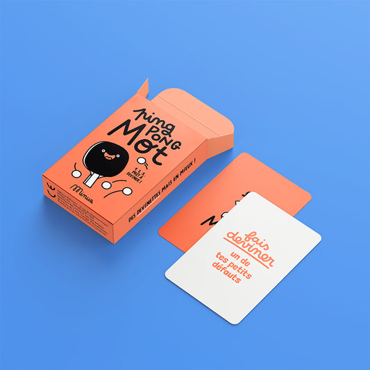 Boîte de jeu de cartes Ping-pong mot avec design coloré