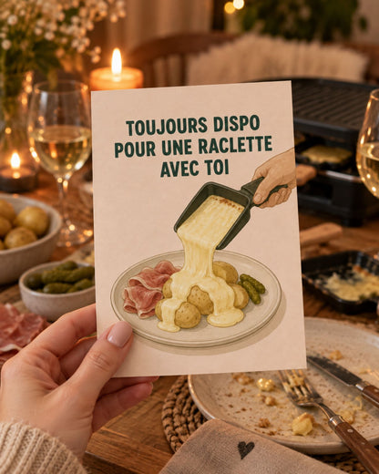 Carte d'invitation raclette avec design chaleureux et convivial
