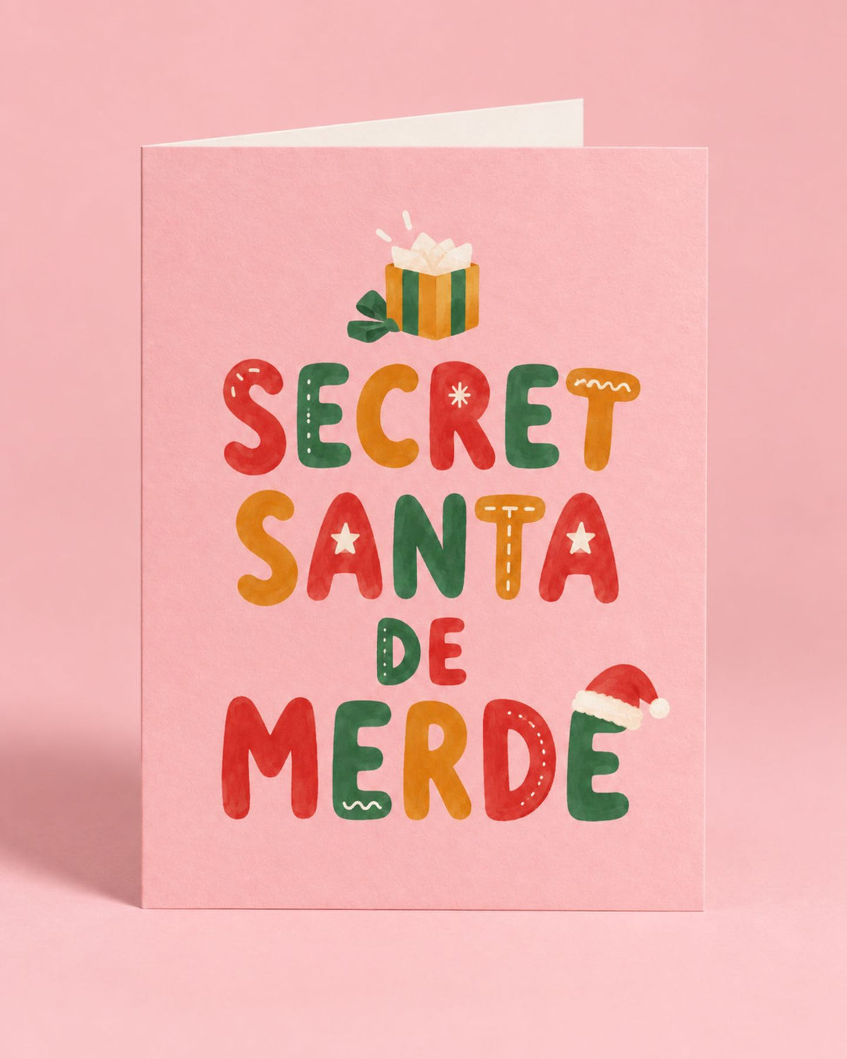 Carte humoristique Secret Santa avec design décalé