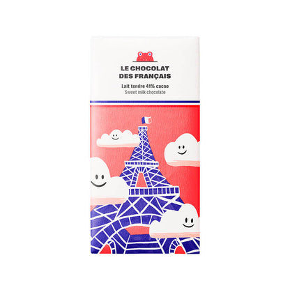 Tablette de chocolat au lait avec Tour Eiffel en relief