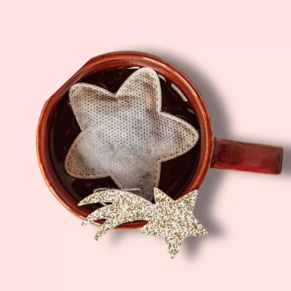 Sachet de thé vert au jasmin en forme d'étoile, cousu à la main