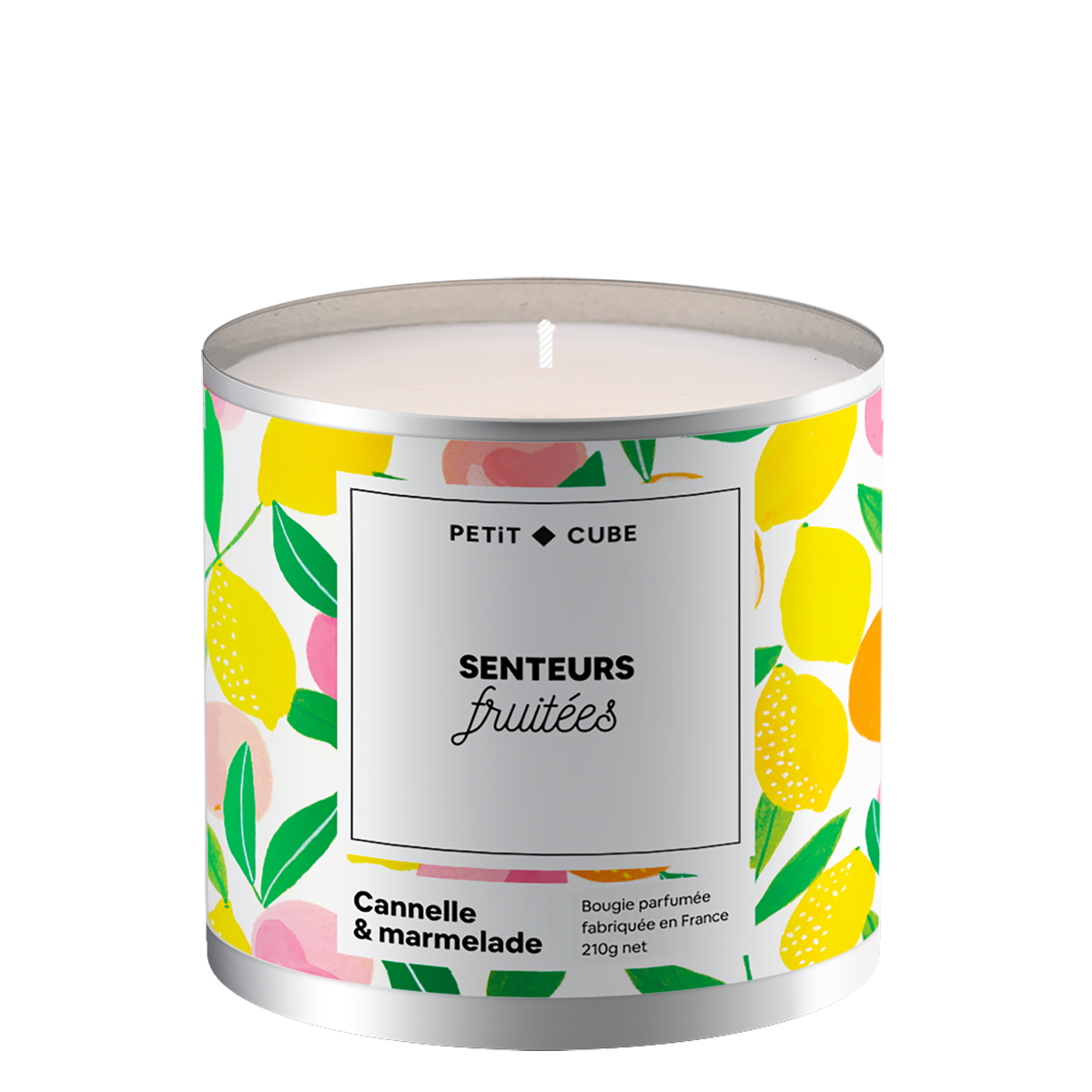 Bougie personnalisée avec motif cannelé et parfum marmelade.