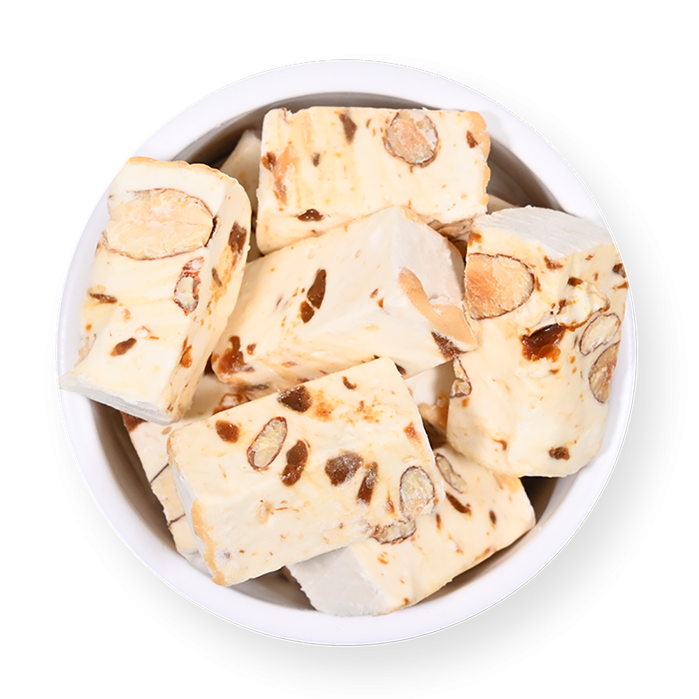 Boîte de nougats au caramel avec étiquette personnalisée